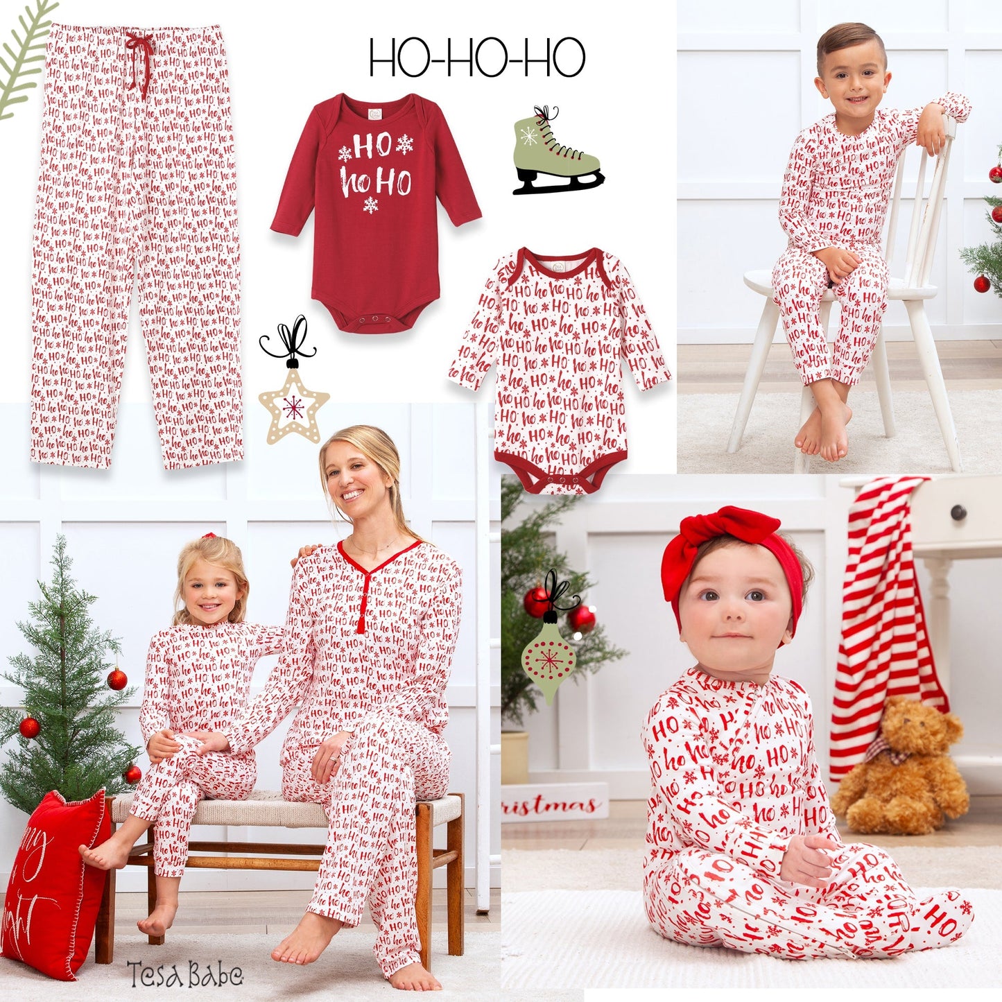 Christmas Ho-Ho-Ho Adult Bamboo Pajama Pants-Family Matching